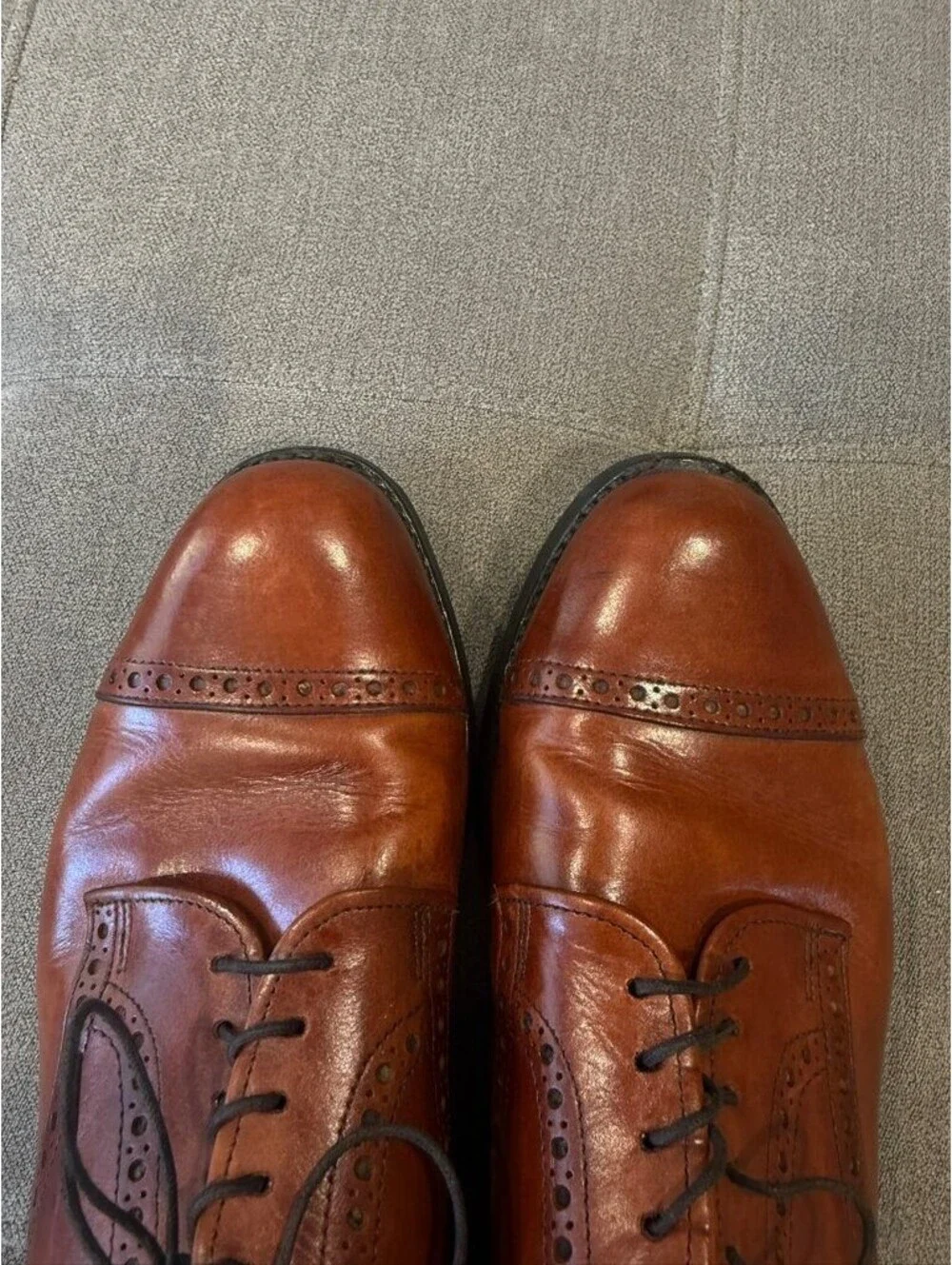 Allen Edmonds Cap Toe Brogue Oxford Dress Shoes Brown 8.5 D